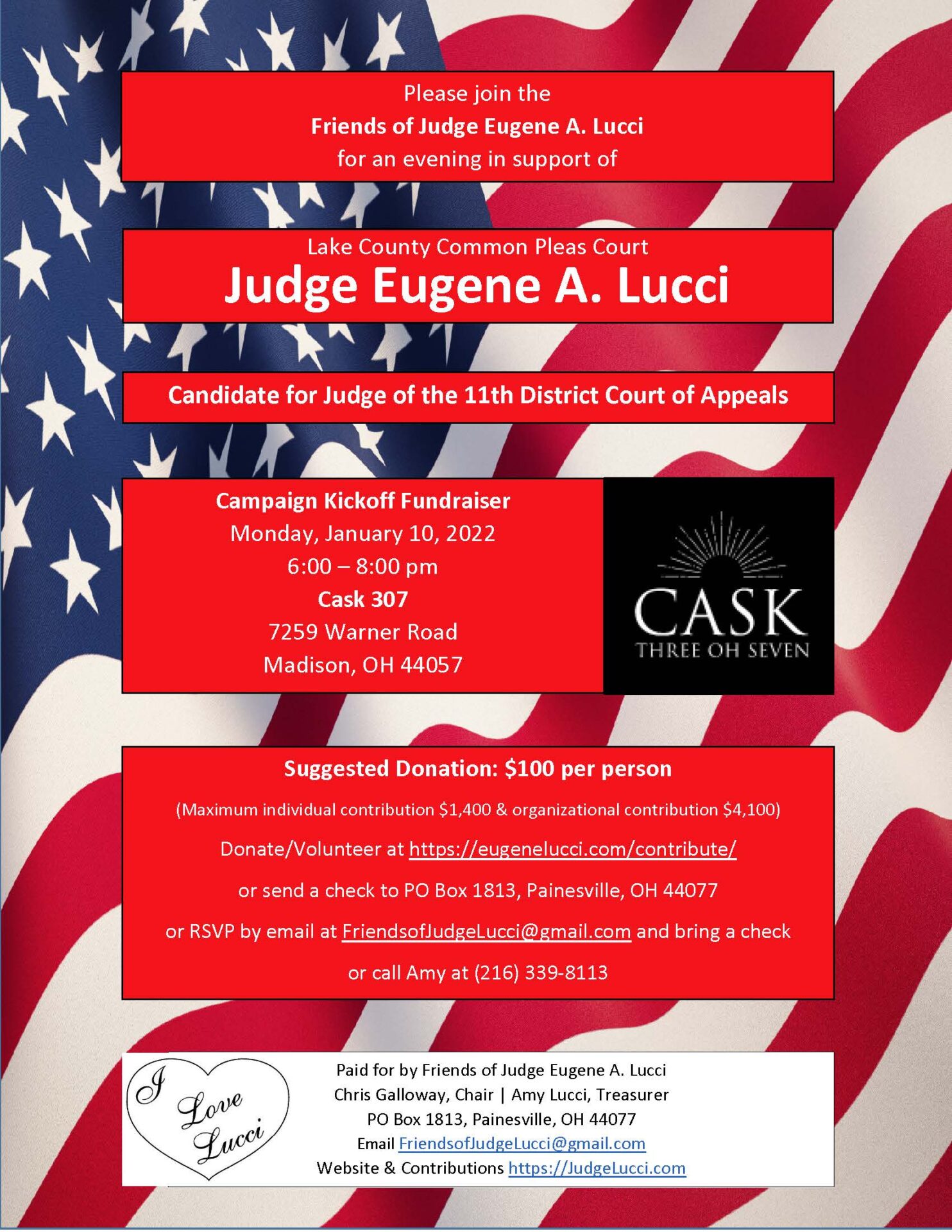 Judge Lucci - Invitation Cask 307 fundraiser 1-10-2022