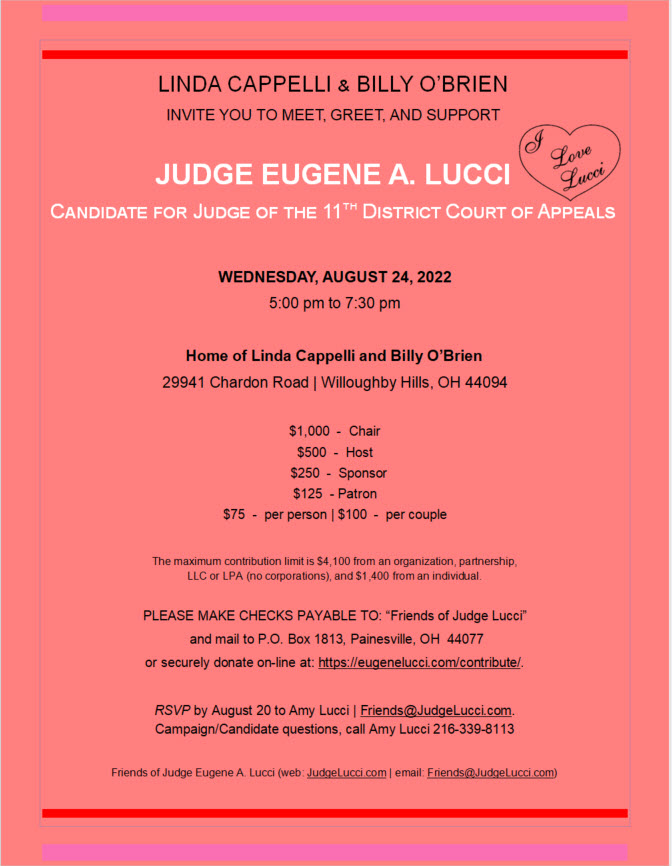 Judge Lucci - Cappelli-O'Brien event flyer - 8-24-2022